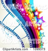 Photography Background of Film Frames Rainbow Waves Sparkles and Stars