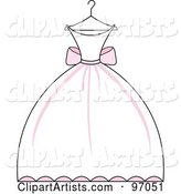 Pink and White Wedding Dress on a Hanger