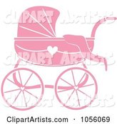 Pink Baby Carriage Pram with a Heart