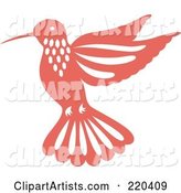 Pink Hummingbird with White Designs