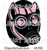 Pink Pig Wearing a Gas Mask on His Face