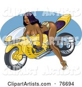 Pinup Woman Leaning over Her Moped