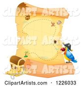 Pirate Parrot on a Treasure Map
