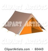 Pitched Brown and Orange Camping Tent