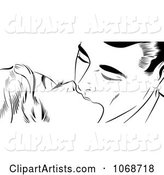 Pop Art Couple Kissing Black and White