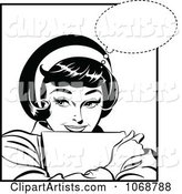 Pop Art Woman Hugging with a Book Black and White
