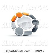 Pre-Made Logo of a Circle of Three Orange, Gray and Black People Holding Hands