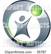 Pre-Made Logo of a Person Reaching up to a Green Ball in a Circle
