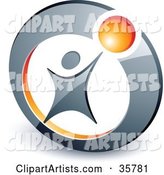 Pre-Made Logo of a Person Reaching up to an Orange Ball in a Circle