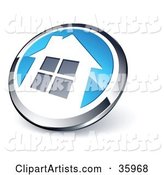 Pre-Made Logo of a Shiny Round Chrome and Blue Home Button
