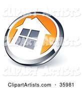 Pre-Made Logo of a Shiny Round Chrome and Orange Home Button