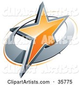 Pre-Made Logo of an Orange Star in a Chrome Circle, Above Space for a Business Name and Company Slogan