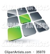 Pre-Made Logo of Two Green Tiles Standing out from Rows of Silver Tiles