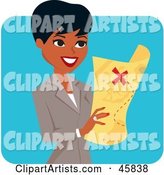 Pretty Black Businesswoman Holding a Treasure Map