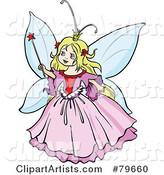 Pretty Blond Fairy Princess Girl in a Pink Dress