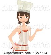 Pretty Brunette Chef Woman Presenting