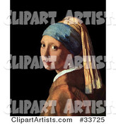 Pretty Lady Looking over Her Shoulder, Original Titled Girl with a Pearl Earring by Johannes Vermeer