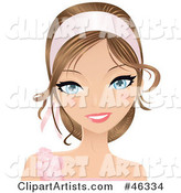 Pretty Woman Wearing a Light Pink Head Band and Floral Accessories