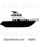Profiled Black Motor Boat Silhouette