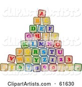 Pyramid of Stacked Alphabet and Number Blocks