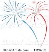 Red and Blue Firework Bursts