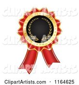 Red and Gold Rosette Award Ribbon Medal