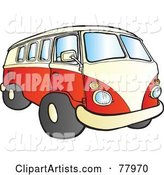 Red and White Hippy Camper Bus