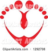 Red Baby Toes and Feet Forming a Heart