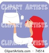 Red Haired Woman Looking at the Price Tag on a Purse
