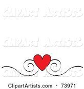 Red Heart and Black Scroll Design Border on a White Background