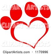 Red Heart Shaped Paw Print