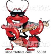 Red Lobster Character Wearing Shades and Playing an Electric Guitar