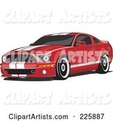 Red Mustang with White Racing Stripes