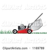 Red Push Lawn Mower on Grass