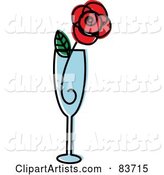 Red Rose in a Champagne Flute