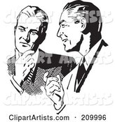 Retro Black and White Businessmen Talking About an Idea