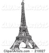 Retro Black and White Styled Eiffel Tower