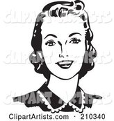 Retro Black and White Woman Looking Forward and Smiling