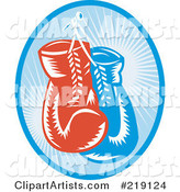 Retro Blue and Red Boxing Gloves Logo