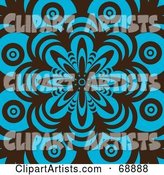 Retro Brown and Turquoise Flower Pattern Background