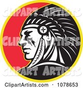 Retro Native American Indian Chief Circle Logo