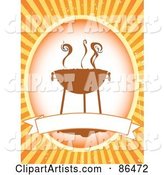 Retro Smoking Bbq Label with a Blank Banner over Orange