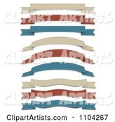 Retro Tan Red and Blue Cloth Ribbon Banners