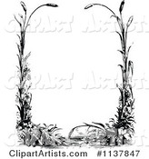 Retro Vintage Black and White Border of Reeds