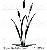 Retro Vintage Black and White Cattail Plant 3