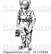 Retro Vintage Black and White Deep Sea Diver Suit 1