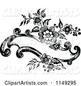 Retro Vintage Black and White Floral Banner Design