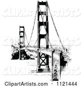 Retro Vintage Black and White Golden Gate Bridge