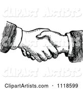 Retro Vintage Black and White Hand Shake