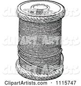 Retro Vintage Black and White Spool of Sewing Thread